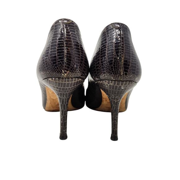 Jimmy Choo Embossed Leather Pumps High Heels Shoes Slip On Black Size 37 - Picture 5 of 8